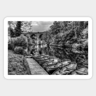 knaresborough Viaduct And River Nidd Black And White Sticker